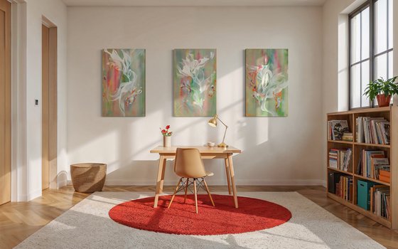 Movement Study in Pastel Chroma Triptych