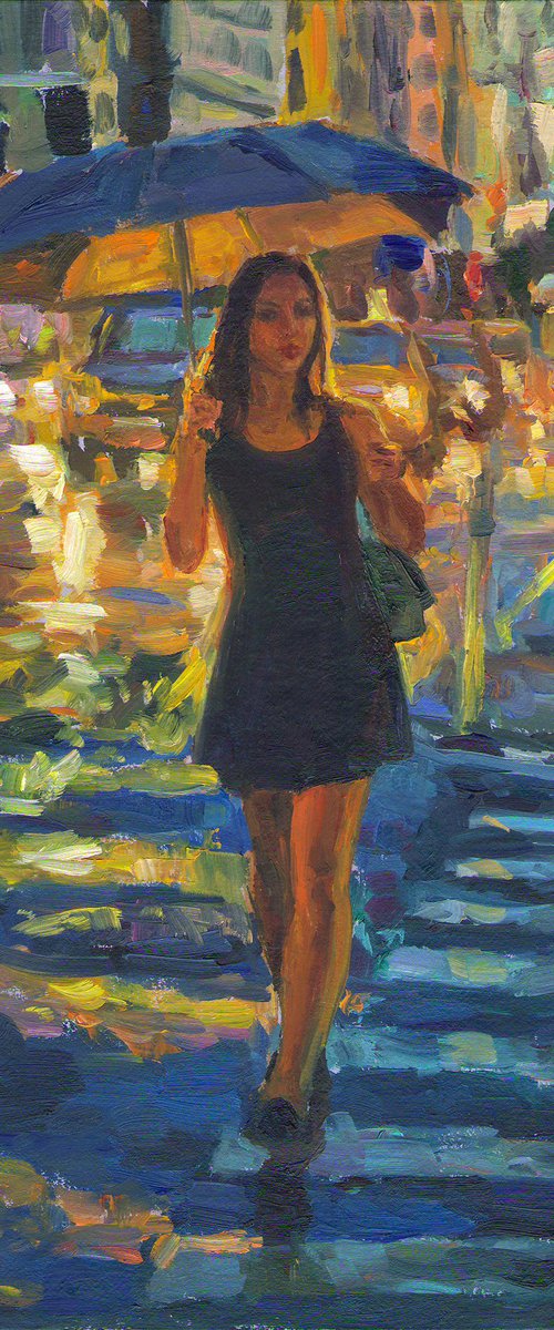 Evening rain in the city by Vachagan Manukyan