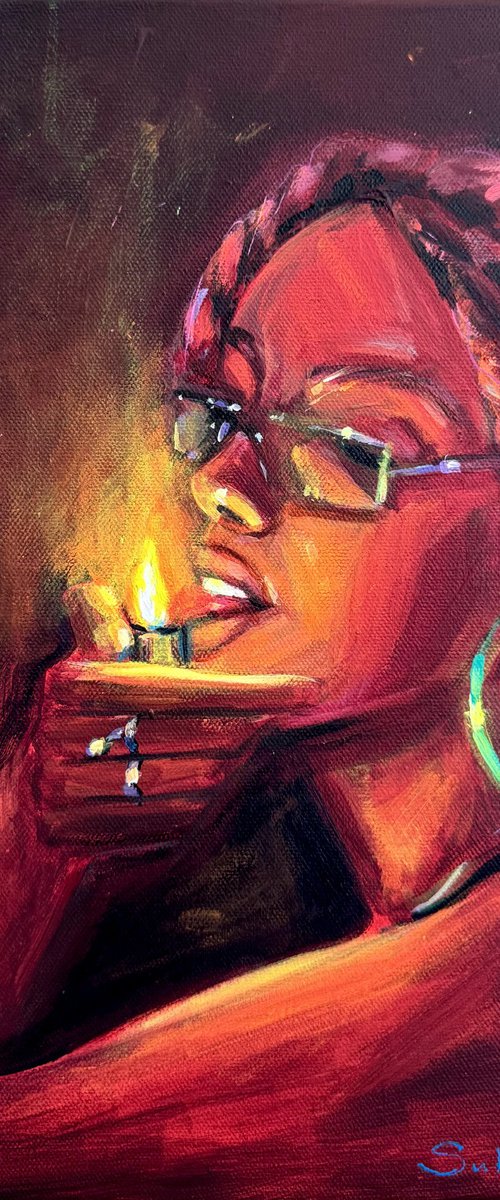 Young Woman with the Lighter by Victoria Sukhasyan