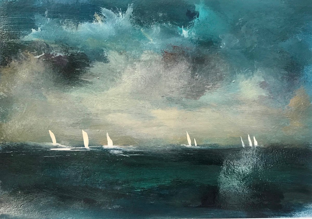 White Sails Painted Skies. II by Maxine Anne  Martin