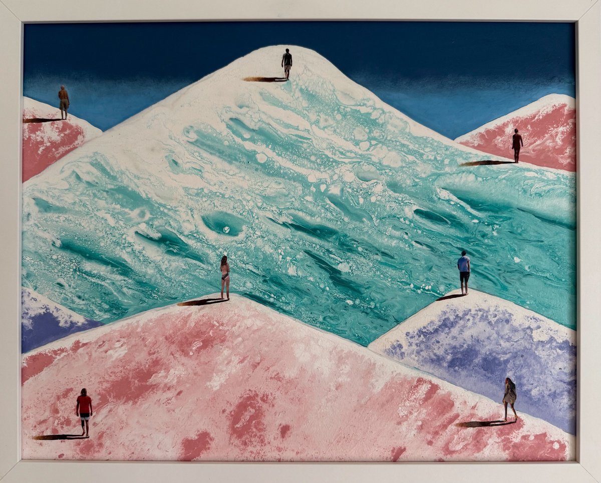 Geometric Landscape Painting By Stefano Pallara, 21 X 17", Navigating Impermanence N.5, Original Artwork