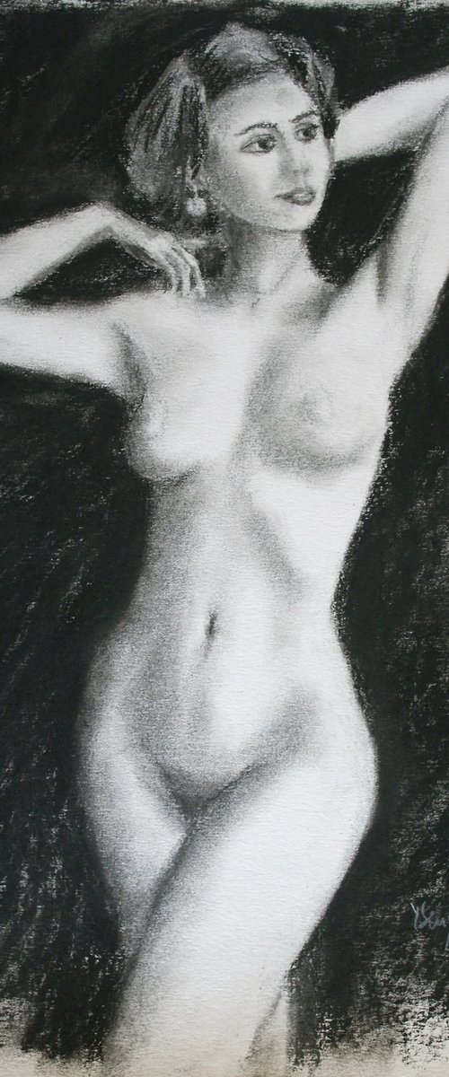 Female Figure #60 Charcoal by Juri Semjonov