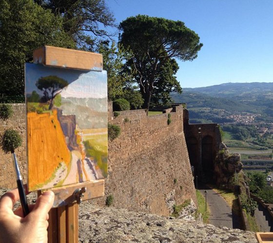 The View from the Fortezza Albornoz in Orvieto Italy Italian Plein Air Landscape Oil Painting