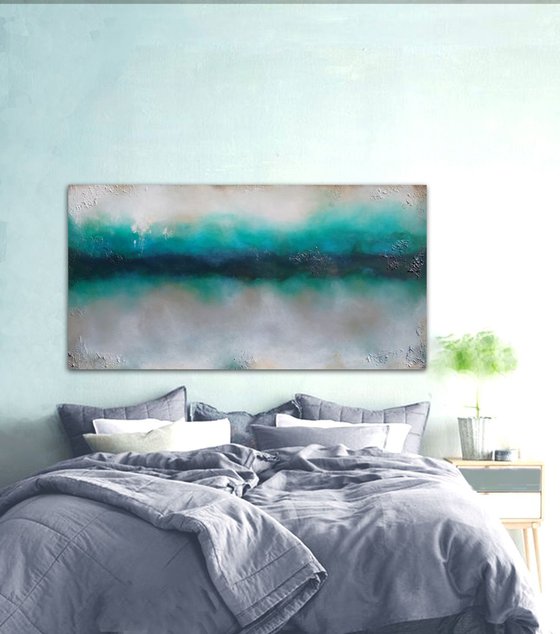 blue green abstract  (140 x 70 cm)