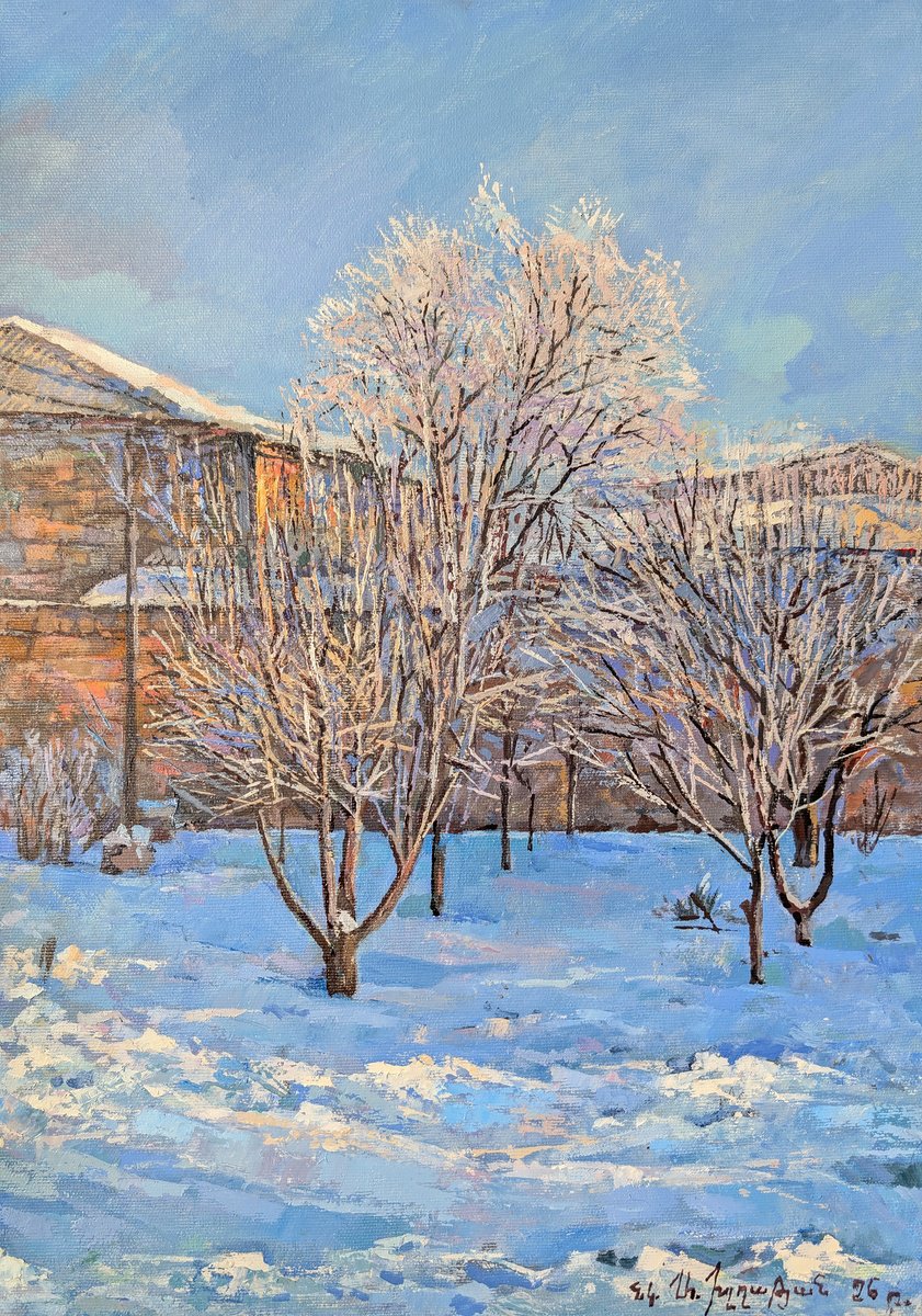 Snowbound Garden By Aramayis Khlghatyan, 14 X 20, Artwork For Sale On Artfinder