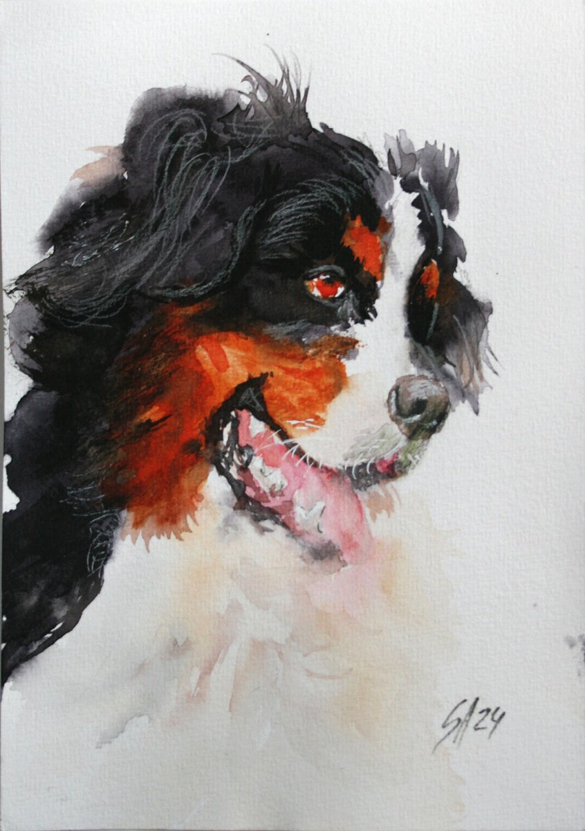 Impressionistic Animal Watercolour By Salana Art / Svetlana Samovarova, 6 X 8", Dog, Original Artwork