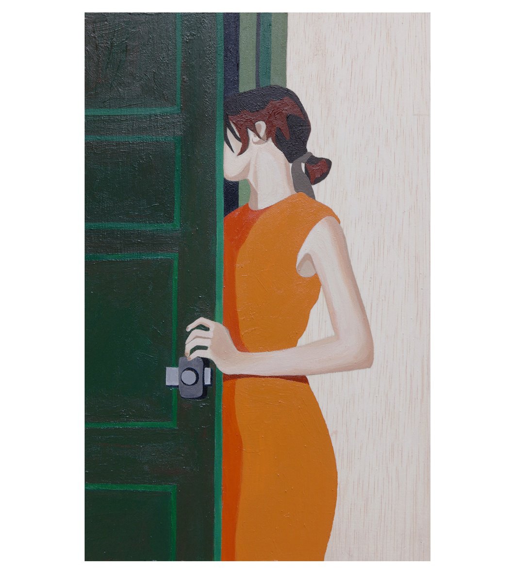 Expressive Portrait Acrylic Painting By Young Park, 8 X 13", To The Room Of Truth, Original Artwork