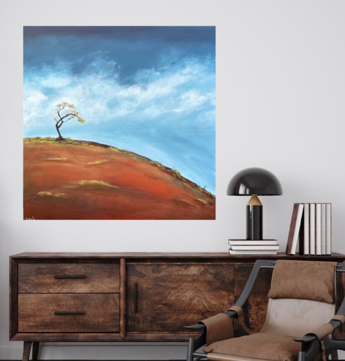 Abstract Landscape Acrylic Painting By Lidia Gaudiano, 36 X 36", You Are Not Alone, Original Artwork