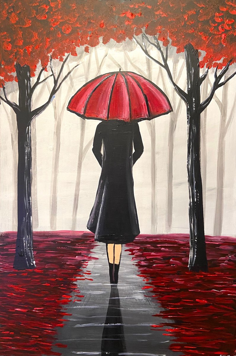 Red Umbrella Lady 2 by Aisha Haider