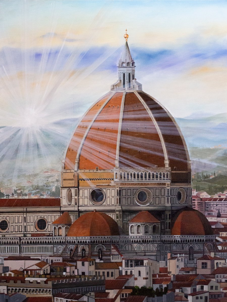 Impressionistic Cityscapes Oil Painting By Tetiana Tiplova, 24 X 31", Firenze. Santa Marie Del Fiore, Original Artwork