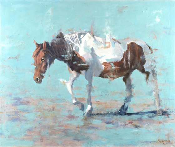 Abstract Realism Horse Oil Painting 'The Wanderer'  20" x 24"