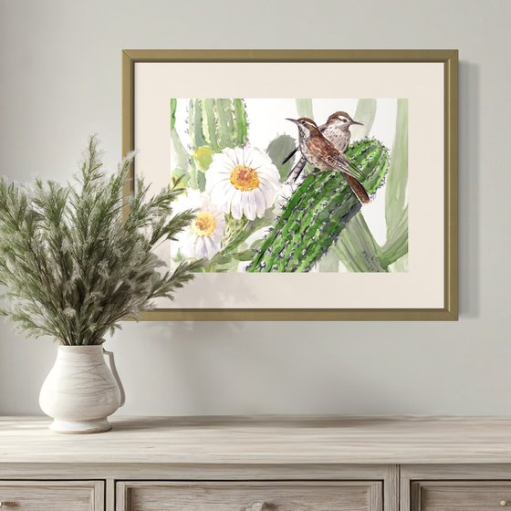 Cactus Wren and Saguaro