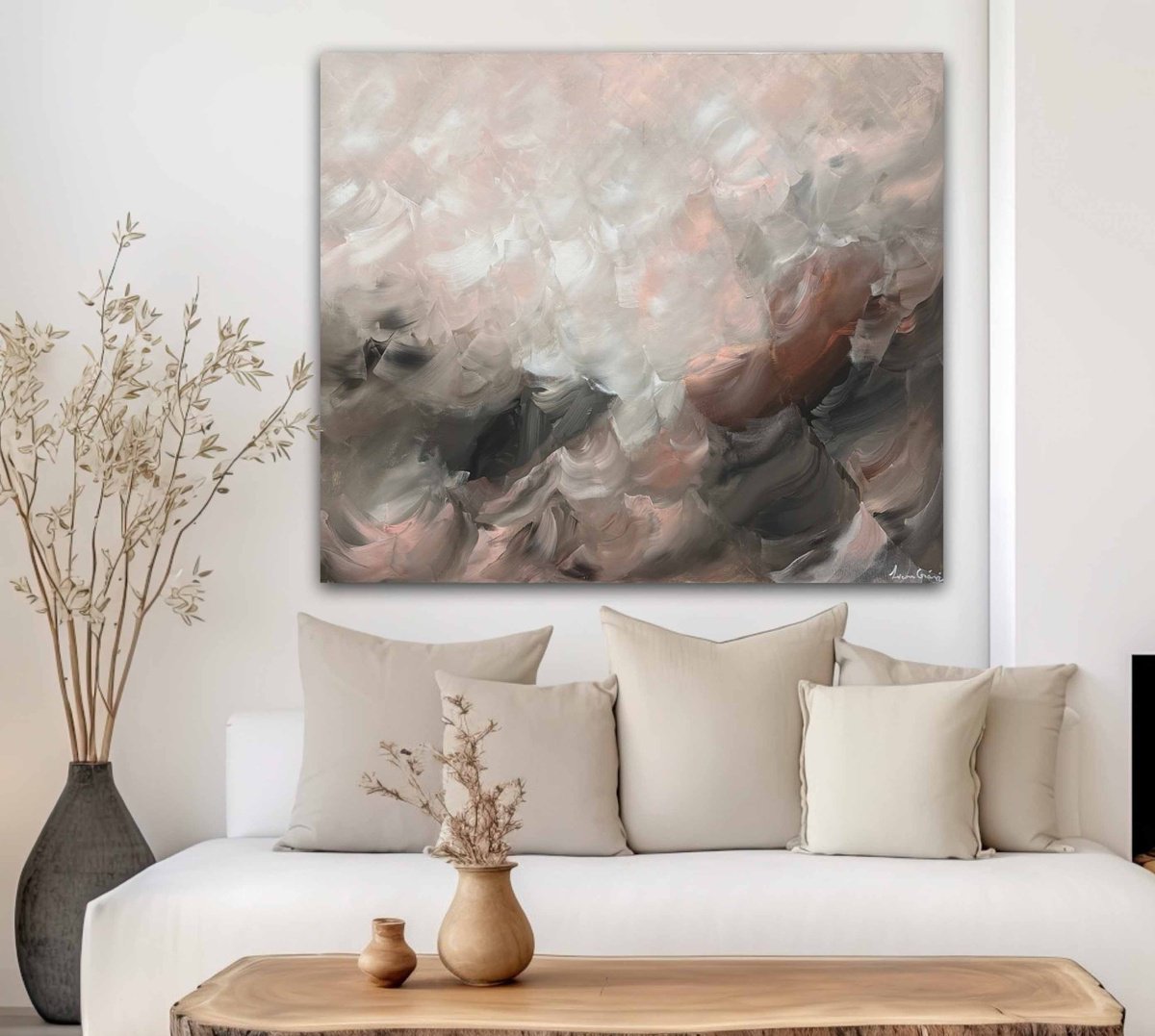 Abstract Landscape Acrylic Painting By Ivana Gigovic, 47 X 39, Shadows Of Light, Original Artwork