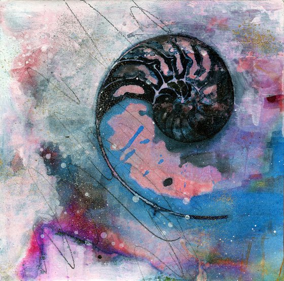 Nature's Tranquility 7 - Abstract Nautilus Shell Painting