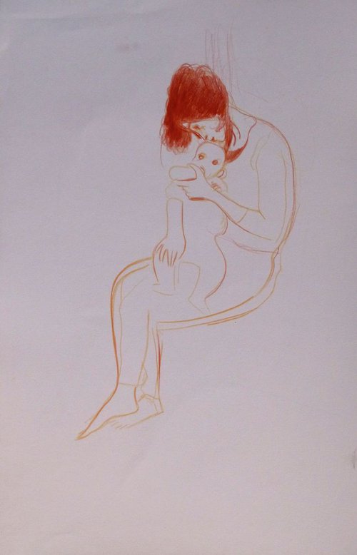 Maternity, sketch for a painting #4, 32x50 cm by Frederic Belaubre
