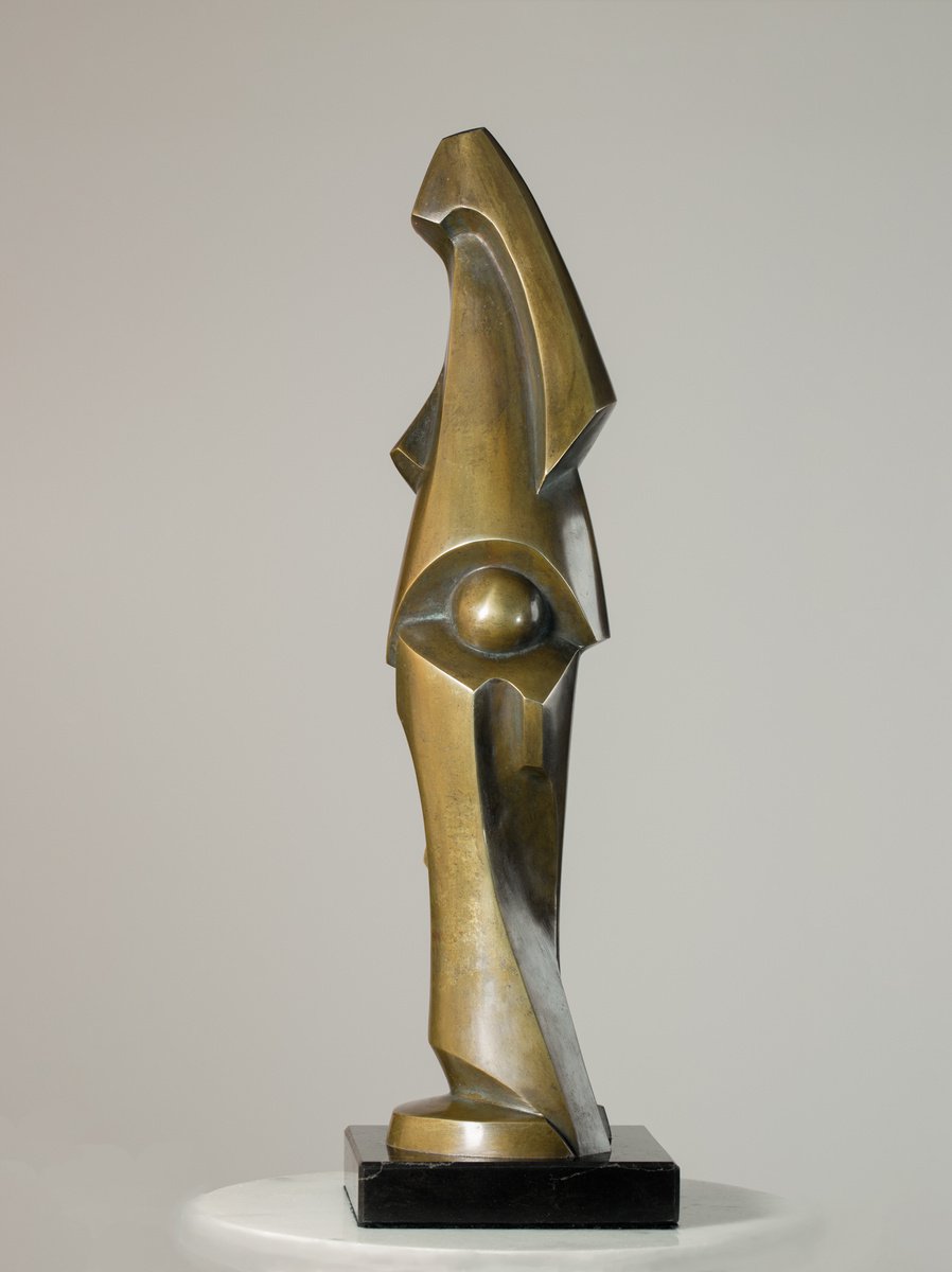 Abstract Bronze Sculpture By Mircea Puscas, 6 X 20", Leda Entering The River, Original Artwork