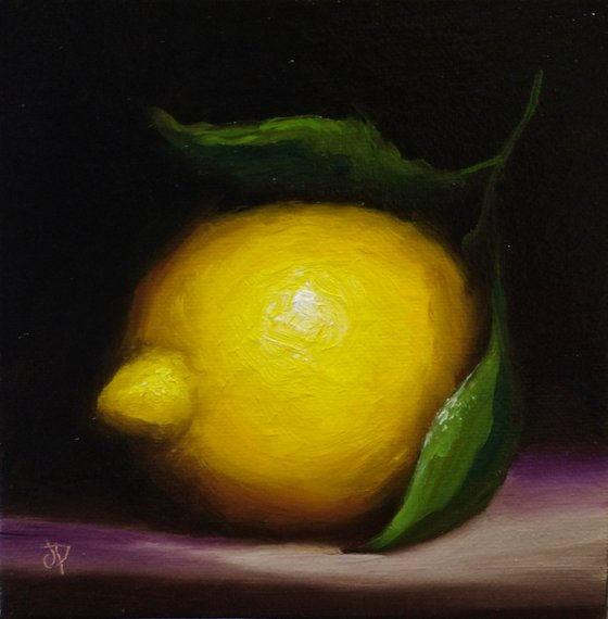 Lemon  with leaf  still life