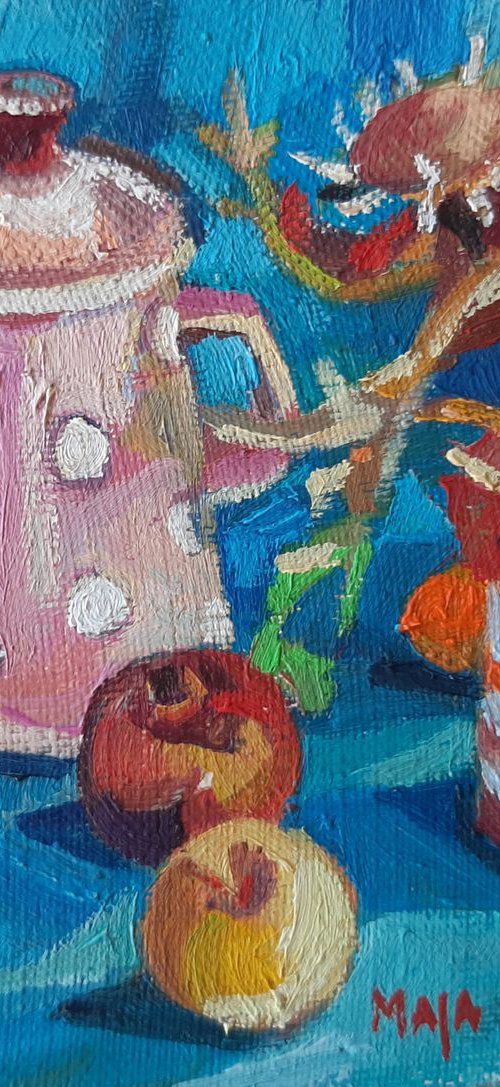 Still life withdried flower 9x10 cm miniature by Maja Đokić Mihajlović