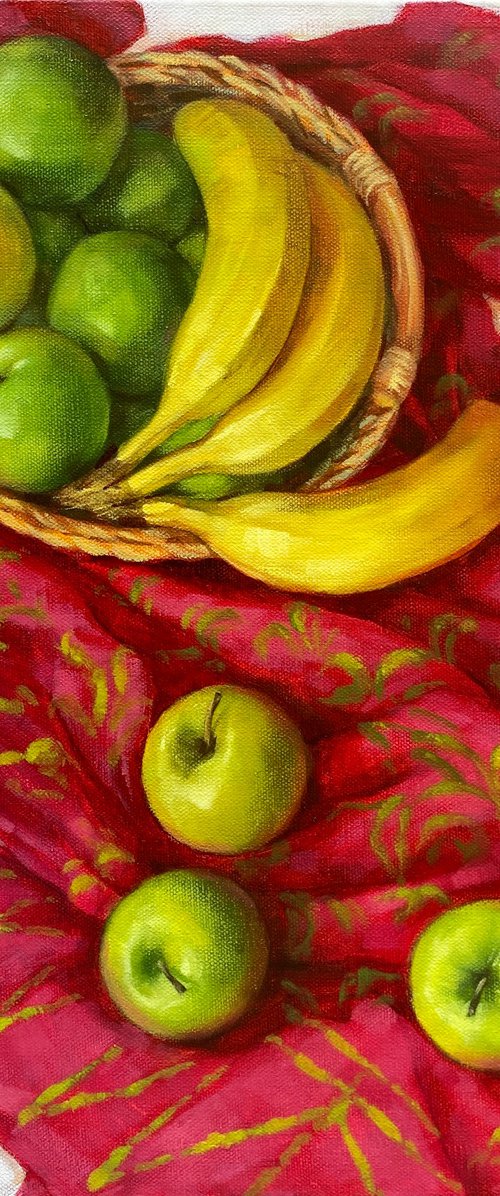 Still life with green apples by Anna Speirs