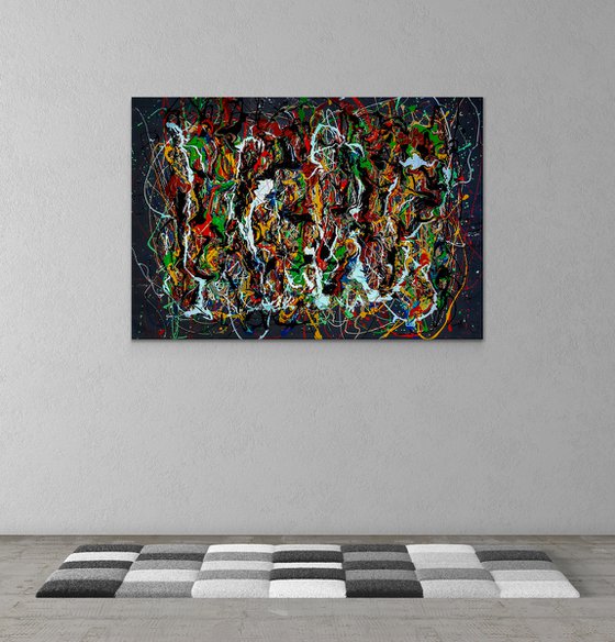 - Revive - LARGE FORMAT! Modern painting in Jackson Pollock style.