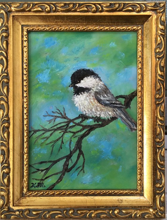 Chickadee # 27 - oil 6X4 inches