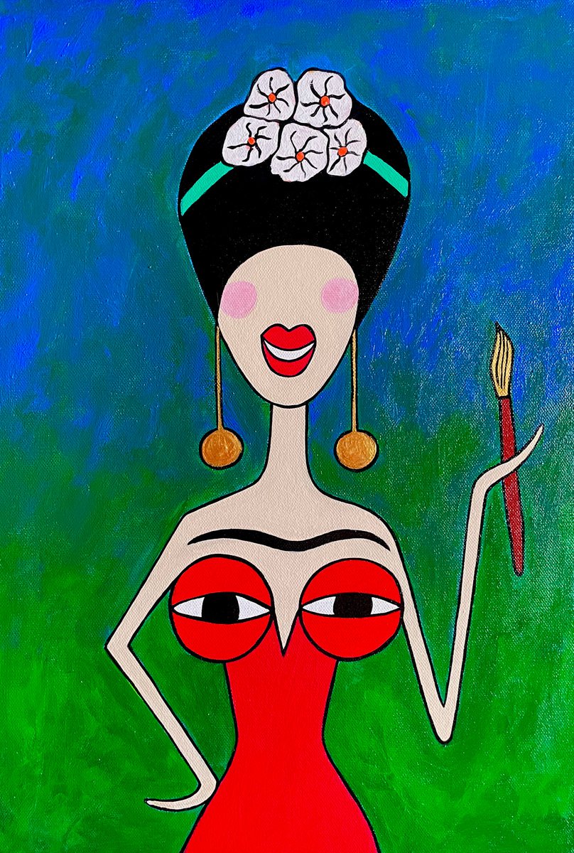My tits love smiling Frida(red dress) by Ann Zhuleva