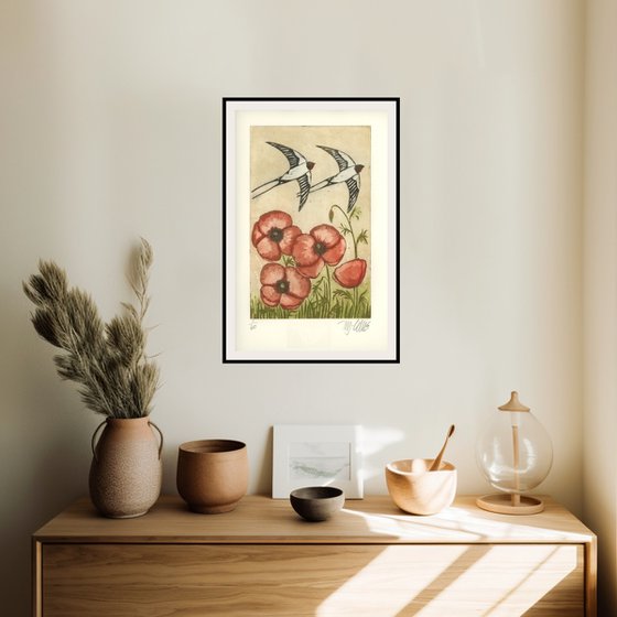 Swallows and Poppies