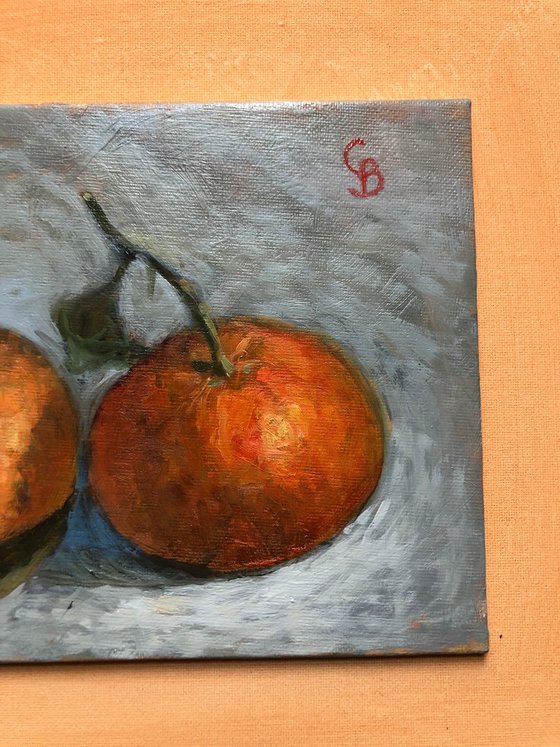Two Mandarines Still Life Oil Painting