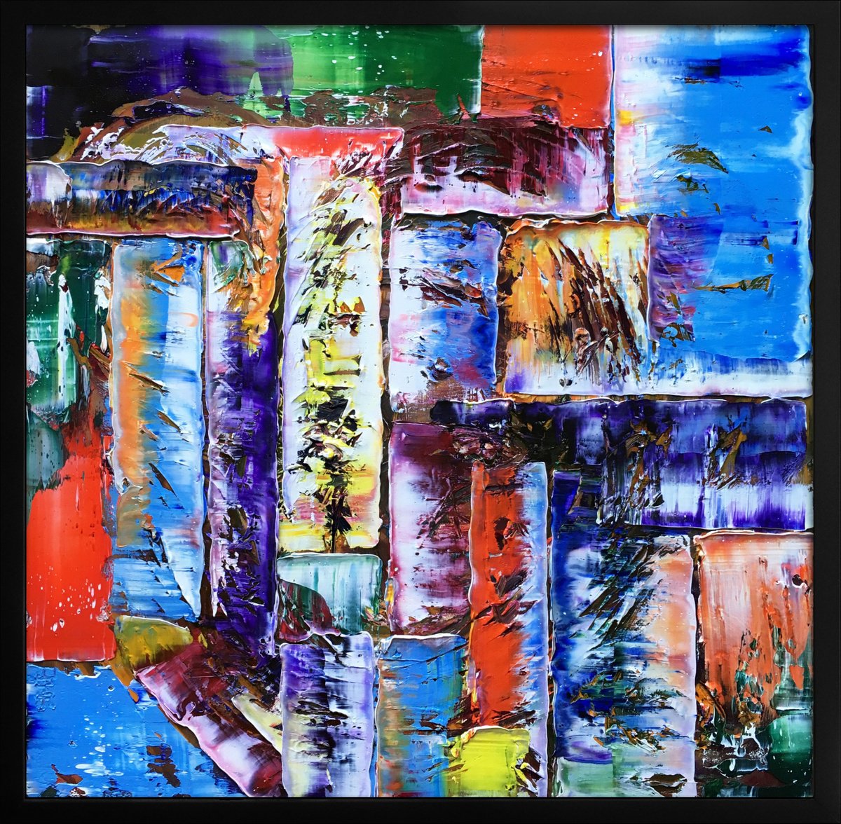 Abstract Oil Painting By Preston M. Smith (Pms), 26 X 26", "Imprinted", Original Artwork