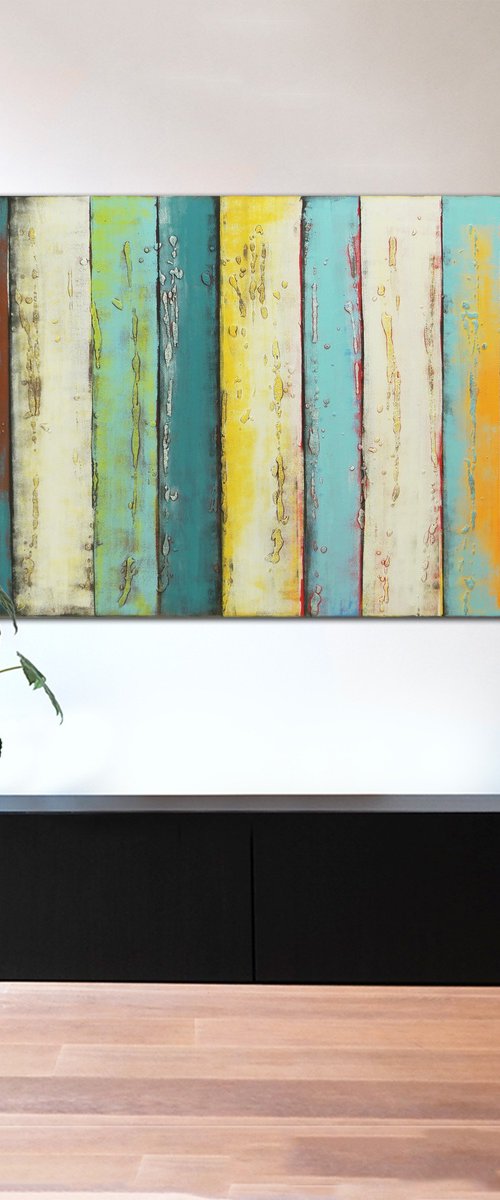 XL Painting - 70.8x35.4"- 180x90cm - Original Yellow Panels - Ronald Hunter - 31S by Ronald Hunter