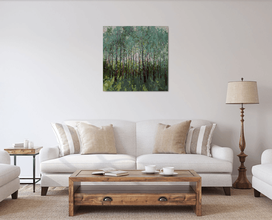 Summer Birch Trees Original oil painting