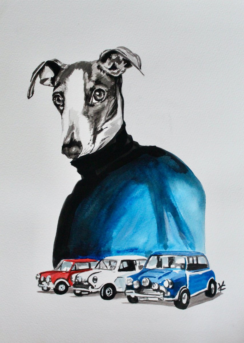 The Italian (Greyhound) Job Acrylic painting by Victoria Coleman