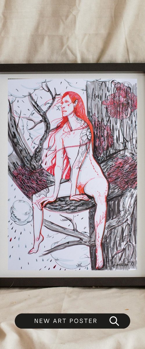 It rained everywhere. Woman in tree by Tetiana Cherevan