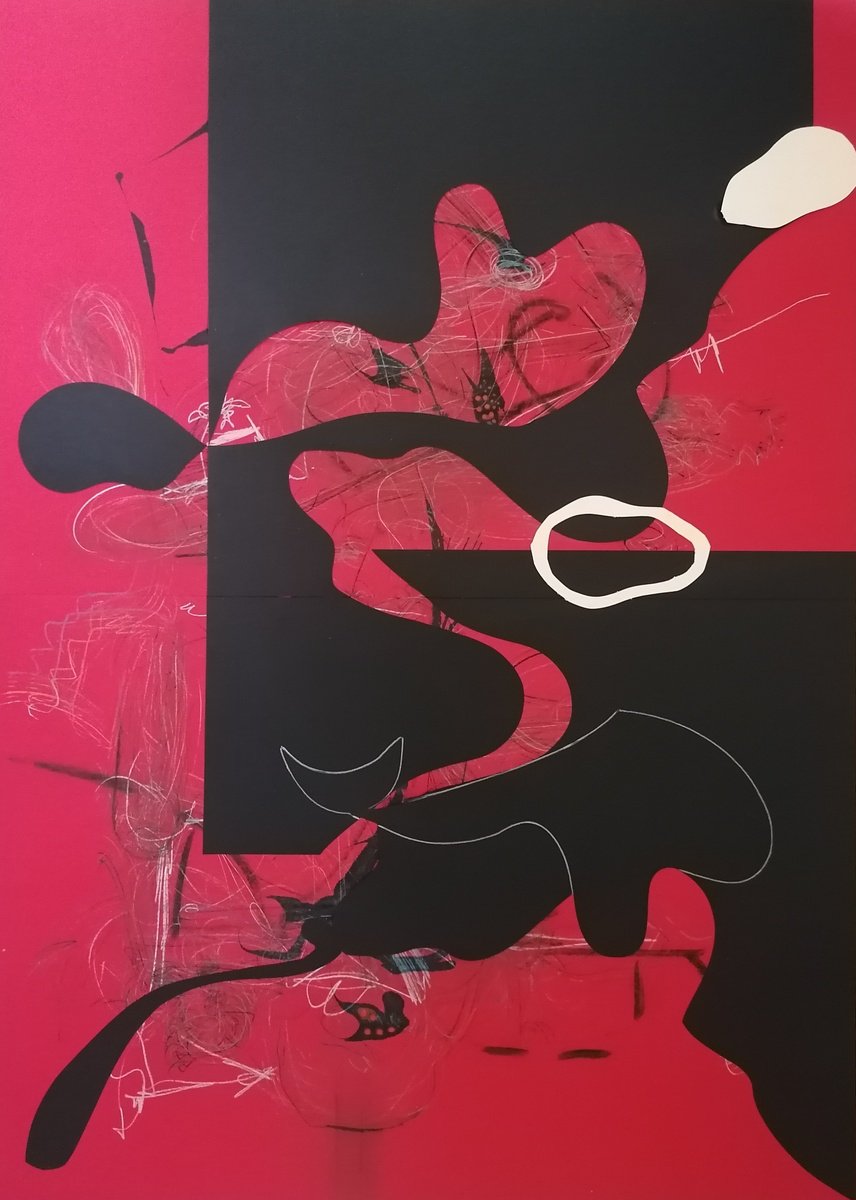 Surrealistic Abstract Collage By Stefano Mazzolini, 39 X 55", Balegat, Original Artwork