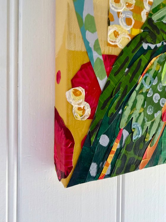 Green Parrot and Banksias Bird Painting