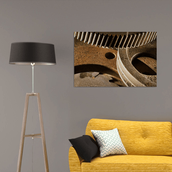 Old Gear Steel VI on Dibond with Plexiglass