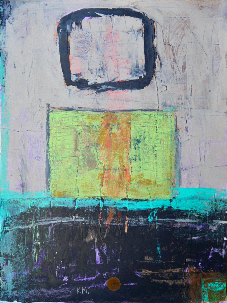 Organic Abstract Acrylic Painting By Kay Macdonald, 18 X 24", Lime Is Sublime, Original Artwork