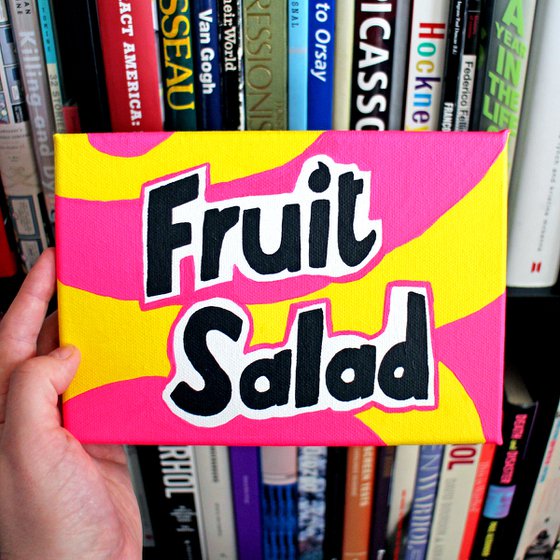 Fruit Salad Retro Sweets Pop Art Painting On Miniature Canvas