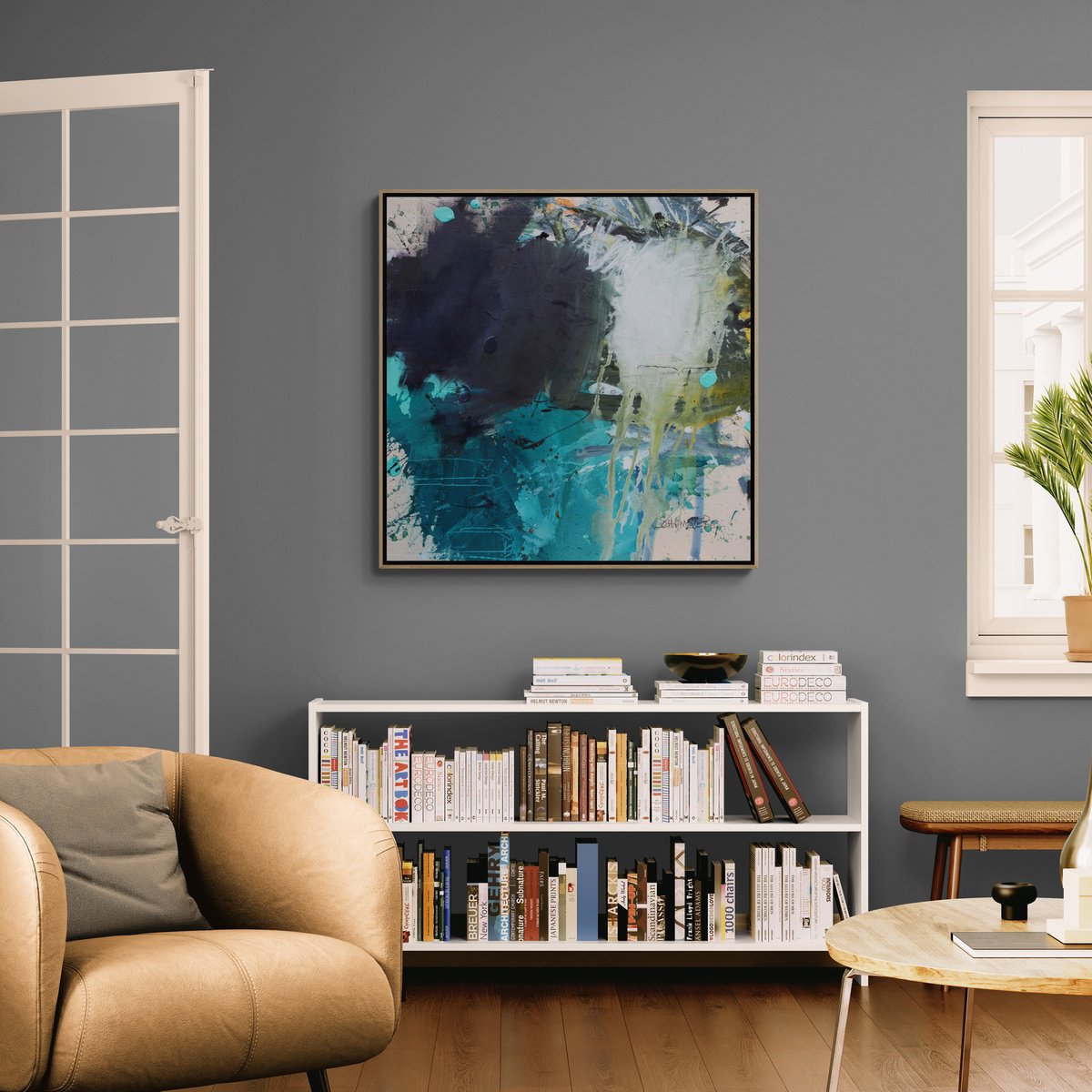 Expressive Abstract Acrylic Painting By Daniela Schweinsberg, 31 X 31, Rough Sea, Original Artwork