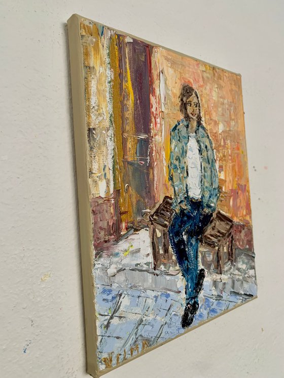 Portrait of a seated brunette