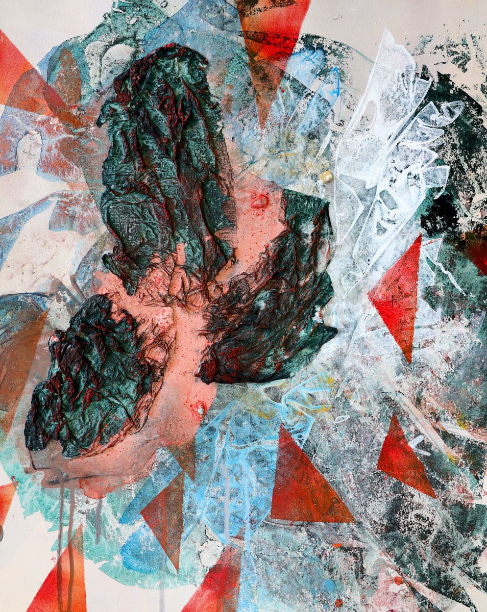 Geometric Abstract Acrylic Painting By Poovi Art, 17 X 21", Somebody To Hold 4, Original Artwork