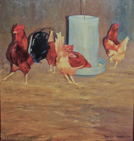 Gallo con gallinas