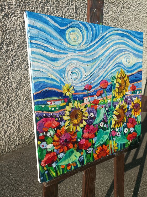 Summer fields under Gogh sky