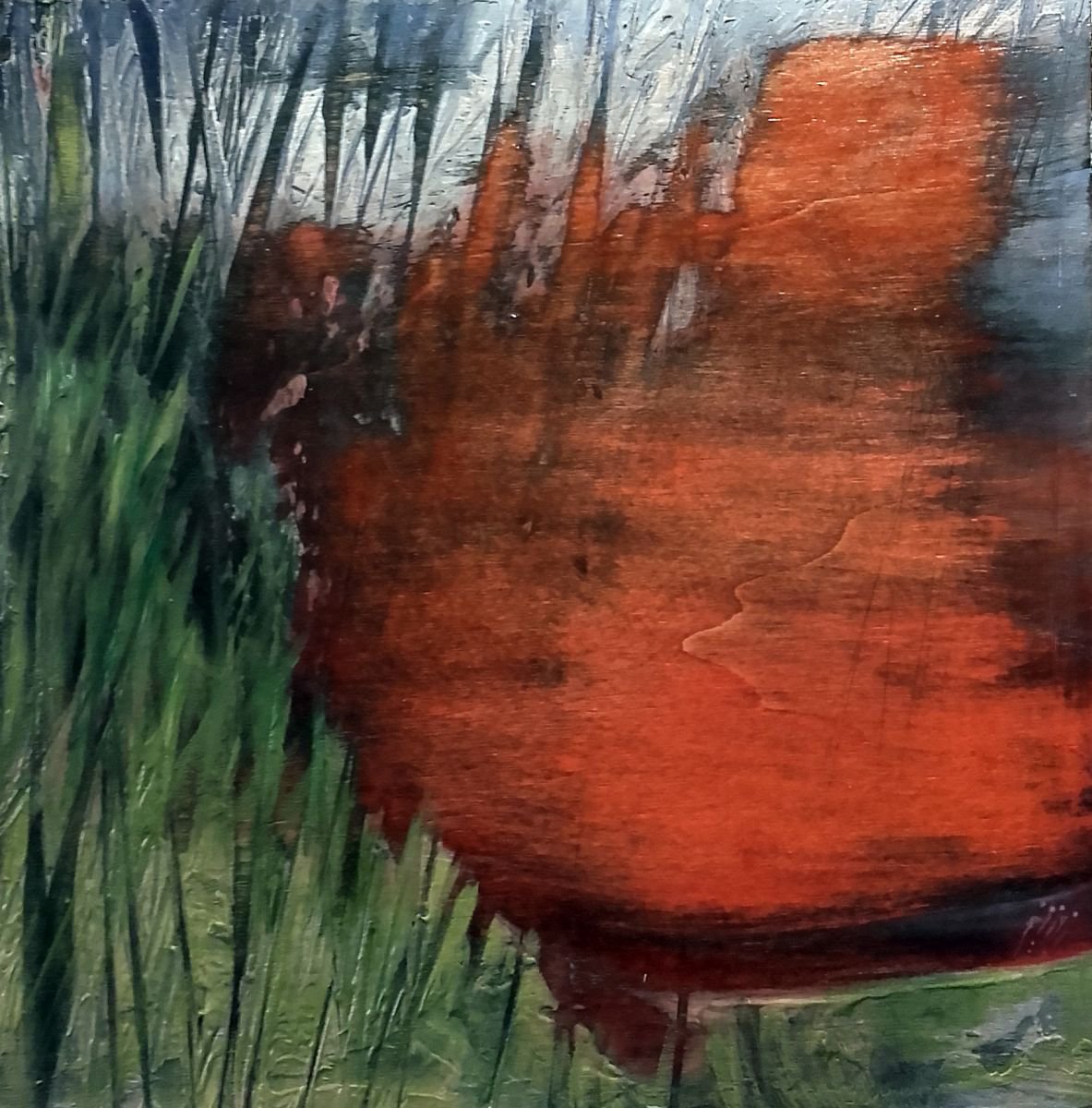 Organic Abstract Painting By Marjan Fahimi, 12 X 12", Astratto, Original Artwork