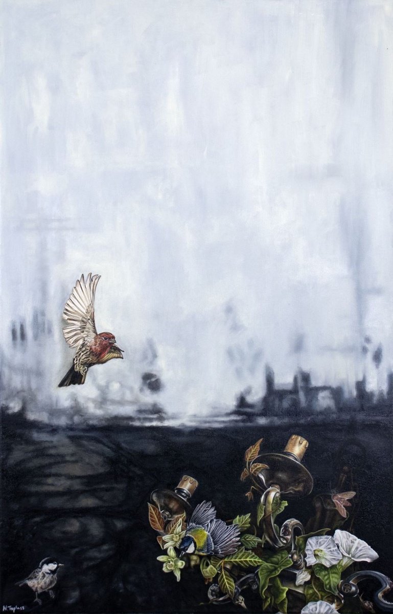 Photorealistic Animal Oil Painting By Natalie Toplass, 71 X 