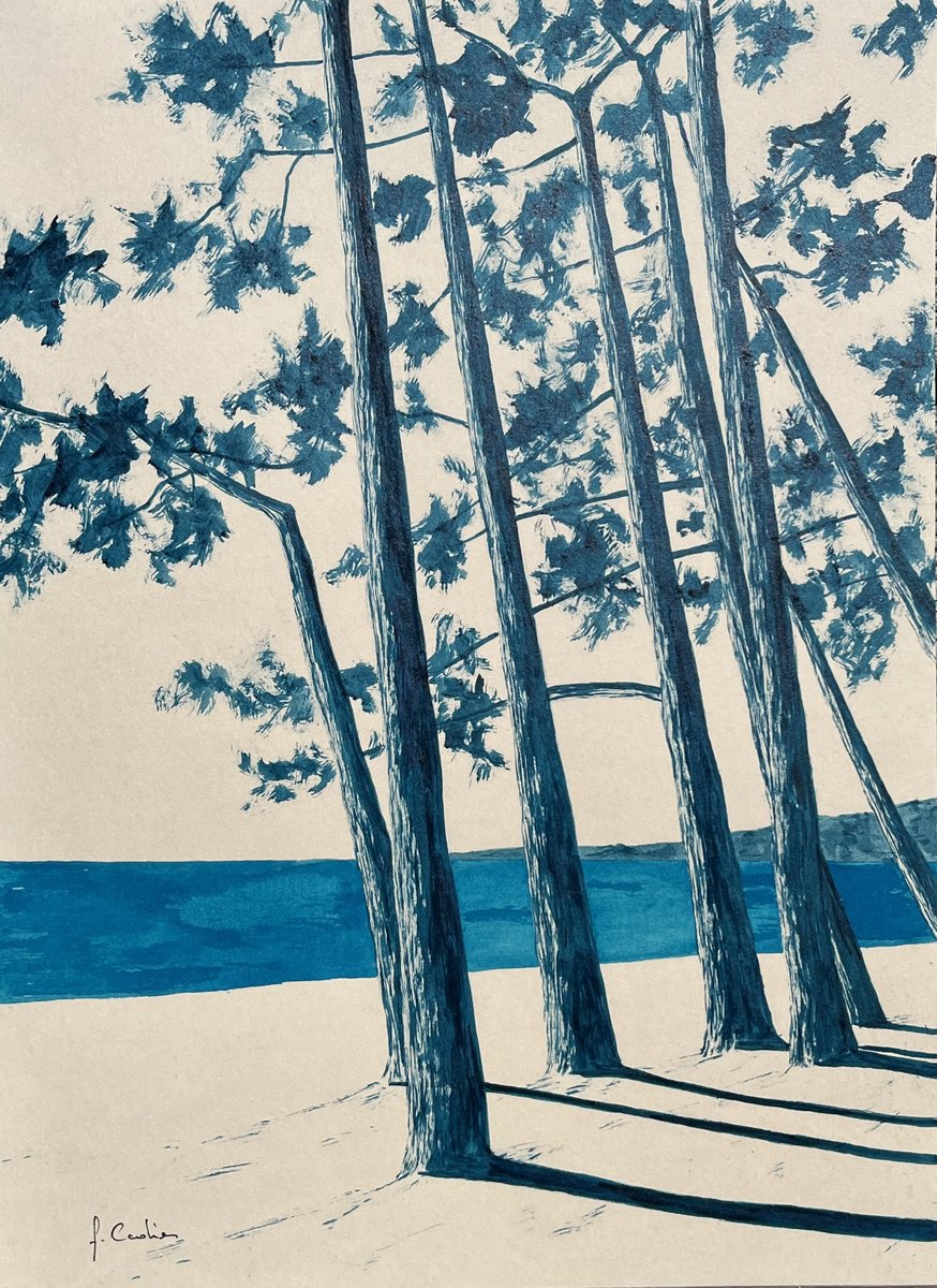 Landscape Acrylic Painting By Cadiou Frederic, 13 X 17, Cap Coz Avenue, Original Artwork