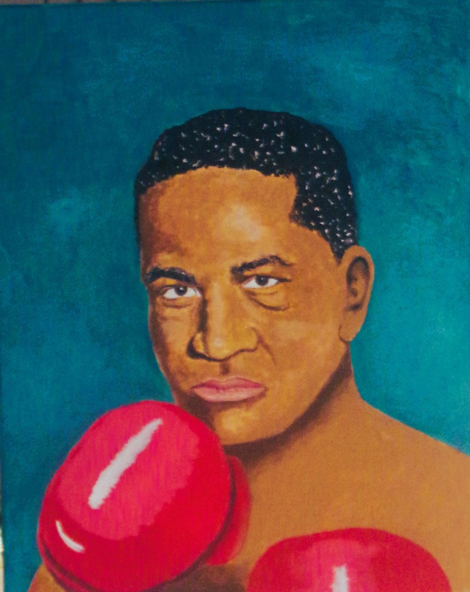 Impressionistic Portrait Acrylic Painting By Andrew Sabori, 16 X 20, Ezzard Charles - Boxer, Original Artwork