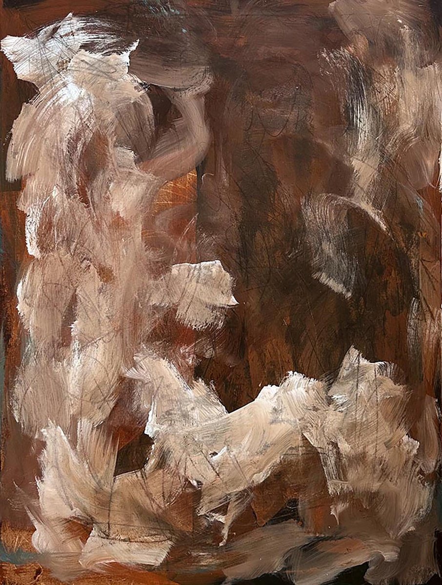 Abstract Acrylic Painting By Omar Obaid, 28 X 39", Over The Hill, Original Artwork