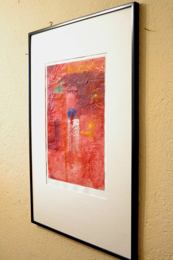 "ABSTRACT VARIATIONS # 77". Matted and framed.