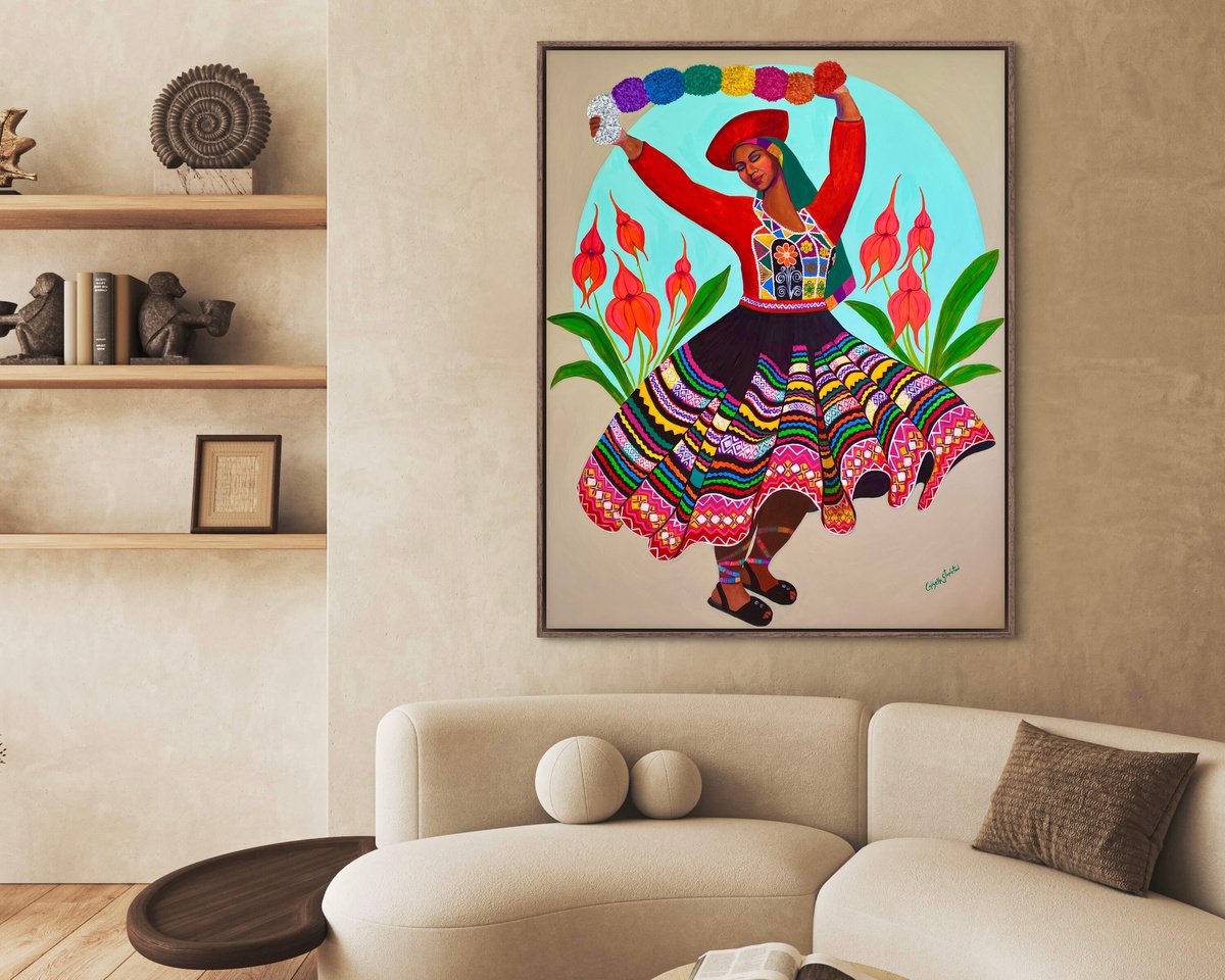 Expressive Portrait Acrylic Painting By Gisella Stapleton, 40 X 50, Valicha And Waqanki, Original Artwork